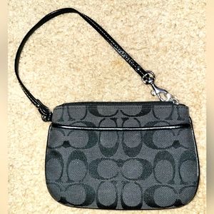 Coach Signature Black Canvas Logo Wristlet